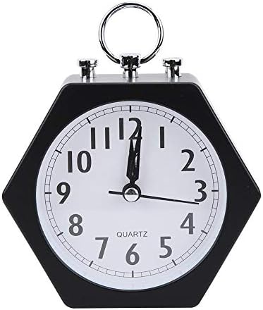 Agatige Desk Table Clock, Hexagon Digital Alarm Clock Silent Small Wake Up Alarm Clock for Kids Bedroom Bedside(Black)
