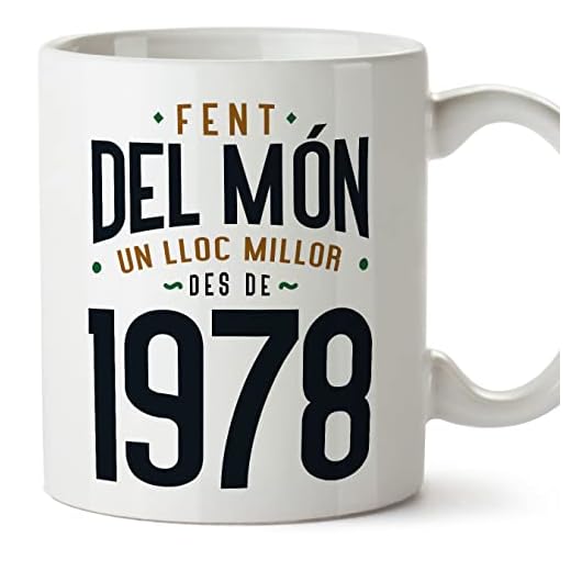 MUGFFINS Tazas 1978 Cumpleaños - En Catalán - Fent del Món un Lloc Millor - 11 oz / 330 ml - Regalo original y divertido