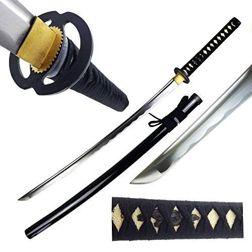 Musha Handmade Samurai Sword Katana 1045 Carbon Steel Full Tang Blade. Fully Disassemble. for Collection, Gifts, Straw Mat Cutting Practice