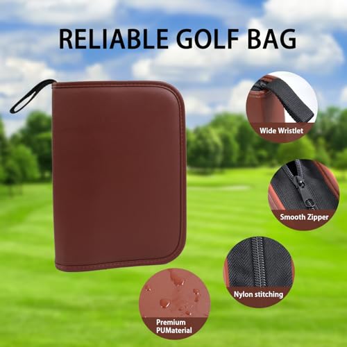 JDSZM Golf Accessories Set Gifts, Golf Balls,Golf Tees, Golf Multifunctional Divot Tool, Rangefinder, Golf Brush, Golf Scorer, Golf Ball Clamp for Men and Women (Brown)