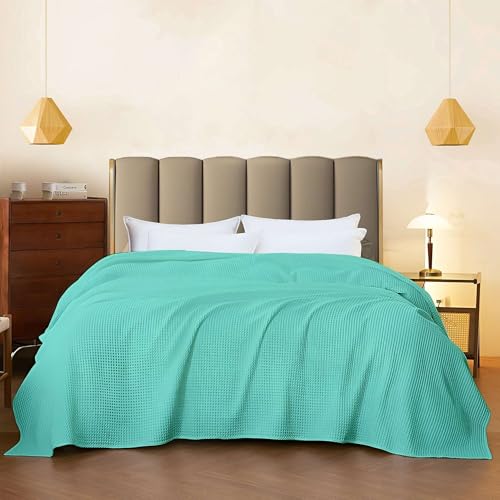 Image of Super Soft & Breathable 100% Microfiber Waffle Blanket - Throw Blanket and Quilt for Bed & Sofa 50x60 Size - Turquoise