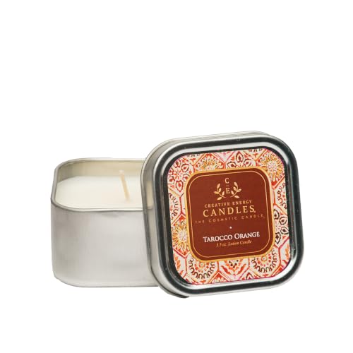 Massage Oil Candle/Lotion Candle - Creative Energy Candles Tarocco Orange, 3.5 oz Hand Poured Soy Wax with Essential Oils, Coconut Oil & Vitamin E, Self Care & Couples