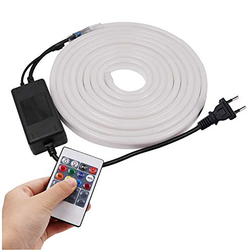 Tiras Led Exterior Impermeable XUNATA 15 metros Tira de neón LED RGB flexible, 220V SMD 2835 120leds / m Cuerda, tubo de luz de tira LED regulable con 20...