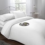 Dorchester Ritz Parure De Lit Avec Housse De Couette et 2 Taies D'Oreiller 100 % Satin de Coton 300 Fils Blanc   200x200 cm