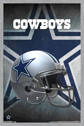 Trends International NFL Dallas Cowboys - Helmet 16 Wall Poster, 22.4L x 14.7W, Gray Framed Version