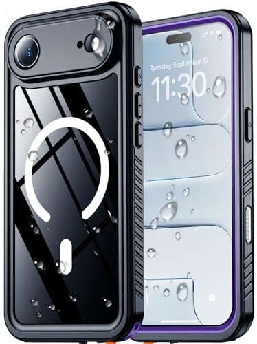 SPIDERCASE Magnetic for iPhone Air Case Waterproof, Built-in Lens & Screen Protector,[IP68 Underwater][15FT Military Shockproof] [Dustproof] Full Body Protection Cover for iPhone 17 Air 6.5’’,Purple