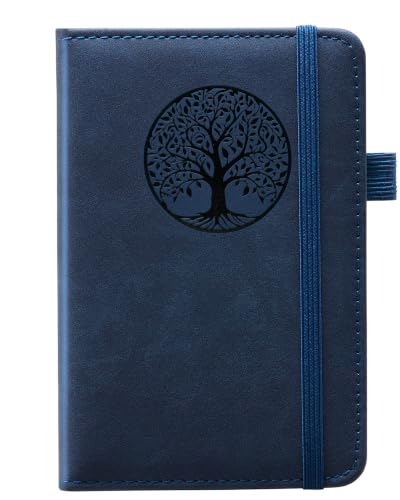 BIYUNRO Small Pocket Notebook, Leather Journal Mini (Royal Blue)