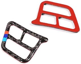Miniatura 8 de YIWANG Adhesivos de marco de botón de volante de fibra de carbono real, 2 unids para BMW Serie 3 E90 2005-2012 accesorios de automóvil