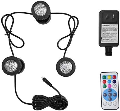 FOEERS Submersible LED Fountain Lights, 6W 500MA Waterproof Underwater Energy Saving for Fish Pond Tank Pool Water Garden (3 led Light)