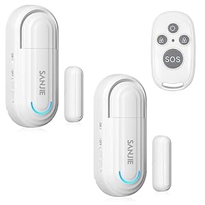 SanJie Pool Door Alarms for Home Security Loud, 0-120 Db Volume Ajustable, Wireless Door Alarms with Remote for Kids Safety/Dementia Patients/Home/Pool 2Sensor+1Remote