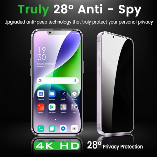 Romkasi 3 Pack Privacy Screen Protector for iPhone 14 Plus 6.7 Inch with 3 Pack Camera Lens Protector, Anti Spy Tempered Glass Film, Anti-Scratch, Touch Sensitive, Case Friendly by Romkasi - Used condition - Image 3