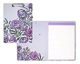 Vera Bradley Clipboard Folio with Refillable Lined Notepad, Purple Floral Padfolio with Interior Pocket and Pen Loop, Lavender Meadow