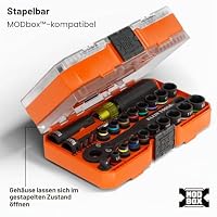 Klein Tools 65400KNECT KNECT Essential Pass Through Impact Steckschlüsselsatz, SAE und Metrisch, 90 Zähne Ratsche, MODbox Case, 3/8 Zoll Antrieb, 28-teilig – Ansicht 8