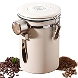 Kaffeedose Luftdicht aus Edelstahl 1,8L: Kaffeebohnen Behälter, Vakuum Kaffee Dose aus Edelstahl mit Löffel und Datumsanzeige, Kaffeebehälter Edelstahl für Tee Nüsse Kakao Länger und Frisch Bleiben