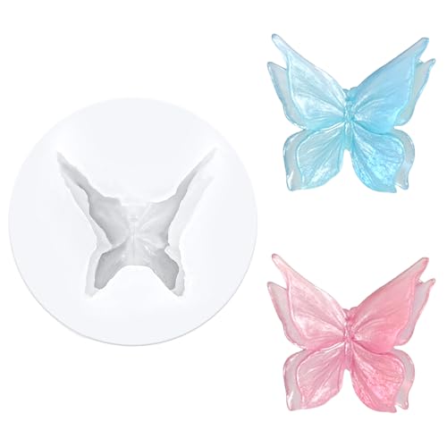 3D Flower Butterfly Silicone Molds, Butterfly Chocolate Fondant Soap Mold Double Layered Epoxy Resin Molds for Candy, DIY Scented Candles, Plaster, Cake Decorating and Crafts (White)