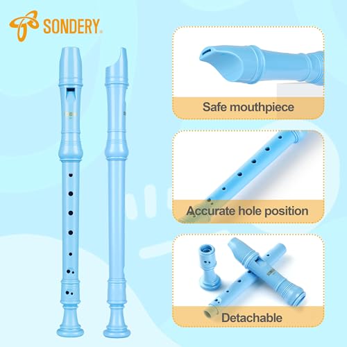 Sondery Soprano Recorder Instrument German Fingering Durable Beginner's Recorder Easy-to-Play Plastic Body Includes Fingering Chart Carry Pouch by Sondery - Image 4