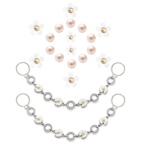 Bellaqueo Bling Daisy Shoe Chains With Cute Flower Charms, Pearl Shoe Charms, 20Pcs Shoe Charms Accessories For Girls, Women, Diy Shoe Decoration Charms For Clog Sandal, Birthday Gift #TOP5