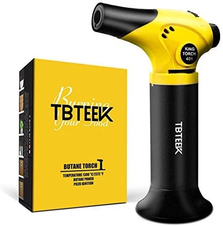 TBTEEK Kitchen Torch, Refillable Mini Creme Brulee Torch, Cooking Butane Torch with Safety Lock & Adjustable Flame for Cooking, BBQ, Baking, Brulee, Creme, DIY Soldering(Butane Not Included)