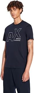 Armani Exchange Men's Regular Fit Crew Neck Mercerized Cotton Jersey Outline Logo Tee
