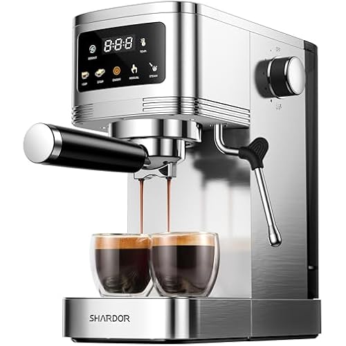 SHARDOR Espresso Machine 20 Bar, Professional Espresso Machine with Milk Frother and Touchscreen, Expresso Coffee Machines with Adjustable Temperature,for Cappuccino, Latte, Stainless Steel, Silver