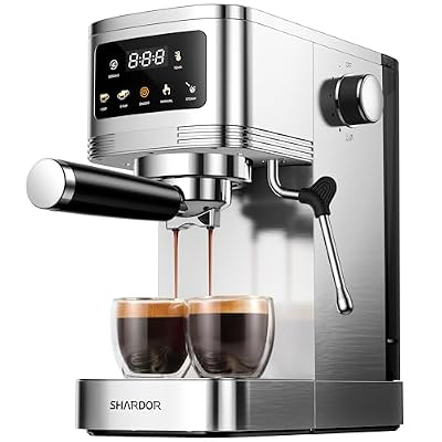SHARDOR Espresso Machine 20 Bar, Professional Espresso Machine with Milk Frother and Touchscreen, Expresso Coffee Machines with Adjustable Temperature,for Cappuccino, Latte, Stainless Steel, Silver
