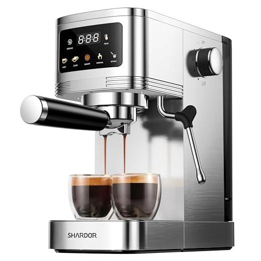 SHARDOR Espresso Machine 20 Bar, Professional Espresso Machine with Milk Frother and Touchscreen, Expresso Coffee Machines with Adjustable Temperature,for Cappuccino, Latte, Stainless Steel, Silver