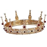 Lurrose Bridal Crown Round Alloy Tiara Imitation Pearl Inlaid Crown Baroque Style Hair Hoop Crown...