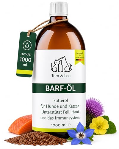 Barf Öl 1000ml von Tom & Leo | Für Hunde & Katzen | Unterstützt Gelenkgesundheit & stärkt Haut und Fell