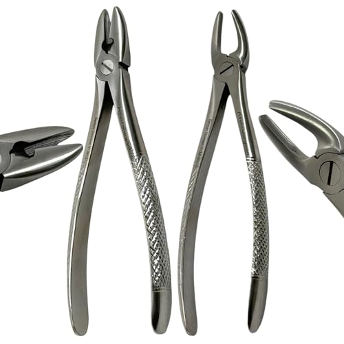 2 Each - MD1 & MD2 - Upper Jaw Tooth & Molar Extraction Forceps - Upper Bicuspids, Cuspids, Incisors, and Roots & Upper First, Second, and Third Molars - German Stainless Steel