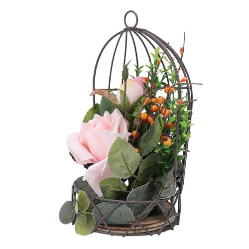Annadue Vogelkäfig- Blumentopf mit Glatter Oberfläche | Dekorativer Blumentopfhalter für Hochzeitsfeste (Rosa Vinesh Rose)-5