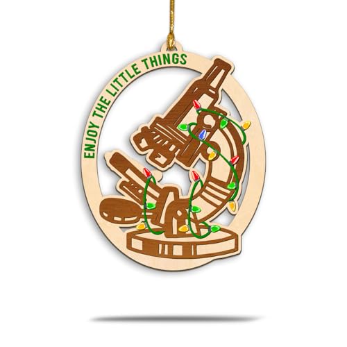 Microscope Christmas Ornament, Medical Microscope Ornaments for Xmas Tree, Science Chemistry Ornaments, Lab Decorations, Gift for Scientists, Teachers, Doctor, Resercher, PhD, Enjoy The Little Things