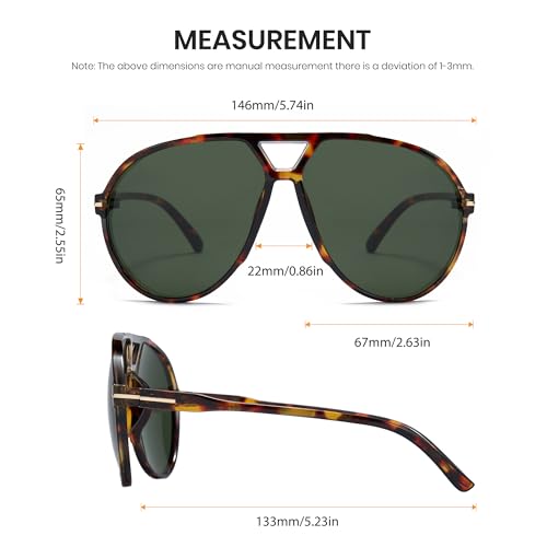 Cyxus Oversized Aviator Sunglasses for Women Men UV Protection Green — view 6