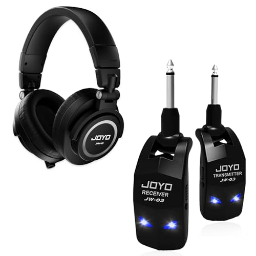 JOYO JW-03 Sistema de Guitarra Inalámbrico 2.4 GHz 4 Canales y Auriculares de Monitor de Estudio JMH-01 con Aislamiento de Ruido y Bajo Profundo miniatura 1