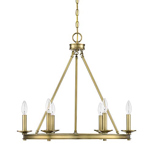 Savoy House 1-307-6-322 Middleton 6-Light Warm Brass Modern Farmhouse Industrial Circular Ring Shaped Chandelier (25" W X 23" H) #TOP16