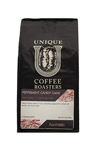 Holiday Peppermint Candycane Flavored Ground Coffee, 1 LB (16 oz) bag, Medium Roast, 100% Arabica Premium Quality Flavor