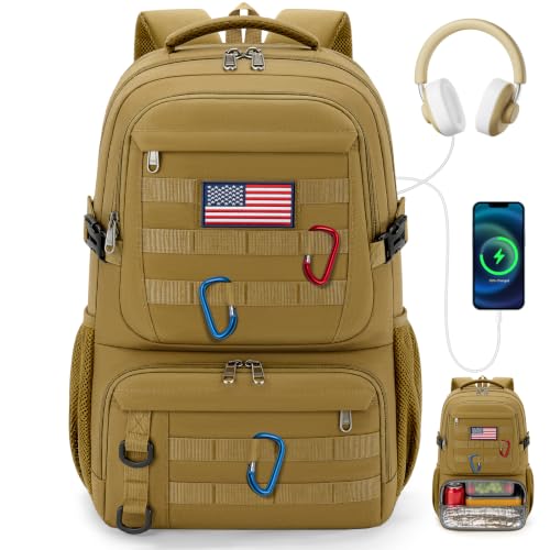 RAINSMORE Mens Tactical Lunch Backpack 17" Laptop Insulated Cooler Backpack | Military Work Backpack with Lunch Compartment, 40L Water Resistant Daypack with MOLLE System for Office Travel Picnic