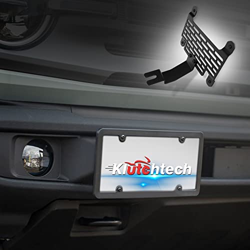 Klutchtech 2021 2022 2023 Bronco License Plate Holder Mount Front License Plate Frame Relocation Bracket for Standard Plastic Bumper Compatible with Bronco Accessories 6th Gen.