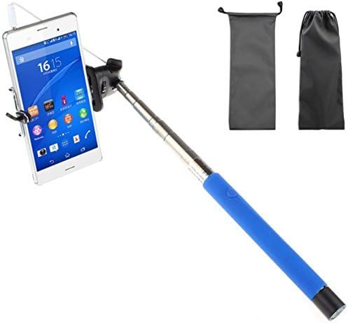 Selfie Stick. Camera Stick. Compatible with All iPhone, Samsung & Android Smartphones. Use as a Monopod for Camera. Connects to Headphone Jack. Get Your Easy Selfie Stick Now! Blue (Waterproof Bag)