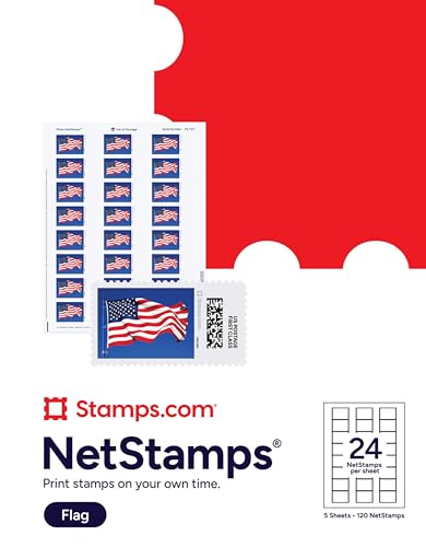 Flag NetStamps 120-Pack (5 Sheets) Printable Postage Labels (Stamps.com Subscription Required) - Print Approved Postage - Inkjet & Laser Printers - Business, Personal, Home