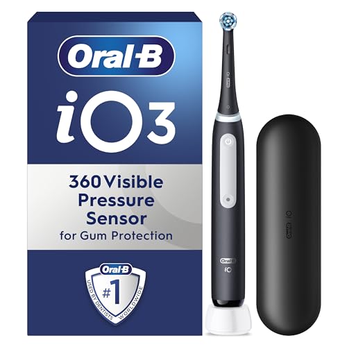 مسواک برقی Oral-B iO3 بزرگسالان، 1 قاب سر و مسافرتی مسواک، 3 حالت با سفید کردن دندان، دوشاخه بریتانیایی 2 پین، مشکی