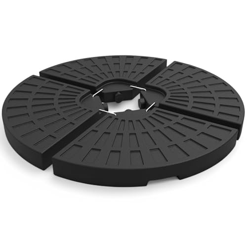 Pincho Base Sombrilla Terraza Exterior, Parasol Terraza Exterior, Pie de Sombrilla Terraza Exterior, Base Parasol HDPE Rellenable con Agua y Arena - 4 Piezas Redonda 100x100x7,5 cm Negro