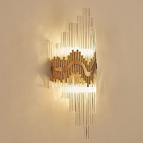 SDUYTDG Elegant Crystal Wall Sconce Over Mirror,Bedside Sconces in Gold Finish, Bathroom Wall Mount Sconce,Vanity Light Fixture,Modern Crystal Light Fixture