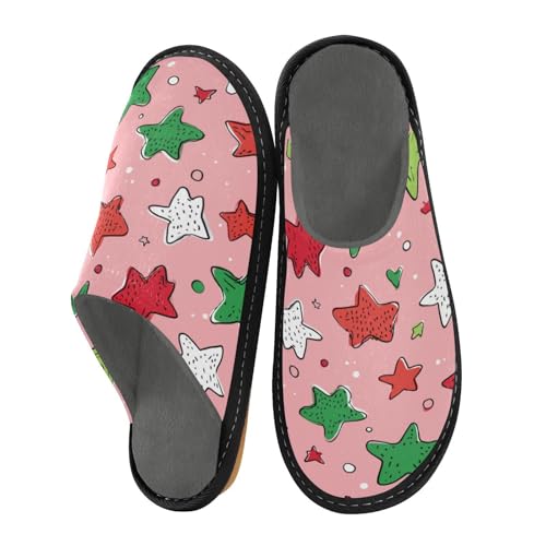 Slippers for Women Star Pattern on Pink Soft Fuzzy Women's Slippers Indoor and Outdoor Shoes