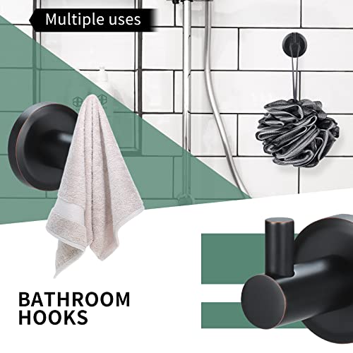 Oil-Rubbed Bronze Bathroom Hardware Set Of 5, Zinc Wall Mounted Bathroom Accessories Set- Includes 18" & 24" Towel Bar, Black Toilet Paper Holder,Towel Ring, Robe Towel Hooks (Oil-Rubbed Bronze) #TOP4
