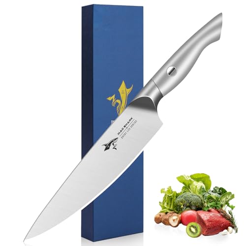 MAD SHARK 8 Inch Chef Knife, Professional Kitchen Knife with German High Carbon Steel, Ultra Sharp & Ergonomic Handle for Meat, Vegetables Cooking Knife for Mens, Mom & Dad Birthday Gifts (Gift Box)
