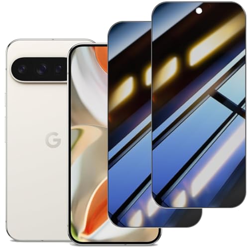 skoxno [2 Pack] Privacy Screen Protector for Google Pixel 9 Pro XL Anti-Spy Tempered Glass Film Fingerprint Unlock Compatible Anti-Scratch HD Clear Case Friendly Easy Installation Bubble Free