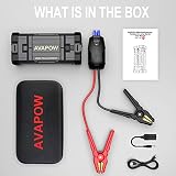 AVAPOW Car Jump Starter, 4000A Peak 27800mAh Battery Jump Starter (for All Gas or Up to 10L Diesel), Battery Booster Power Pack, 12V Auto Jump Box with LED Light, USB Quick Charge 3.0 - 8