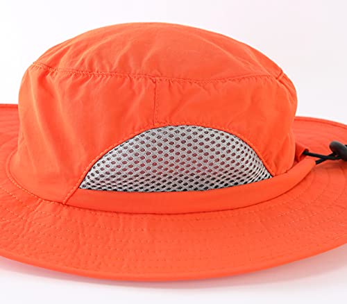 Llmoway Toddler Kids Sun Hat For Boys Girls Summer Outdoor Beach Play Fishing Hat With Strap Orange #TOP2