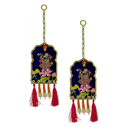 Image of CraftVatika Shrinath Ji Pichwai Wall Hanging Latkan for Door Wall Decoration, Diwali Decoration for Home, Diwali Decor Items, Festival Decorations Items, Pichwai Idol Hanging- 13.7 Inch,1 Pair