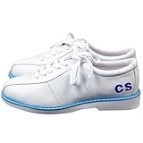 SDEQA Bowling-Schuhe Für Männer Leder Bowling Trainer Turnschuhe Leicht Atmungsaktiv rutschfest,Weiß,47 EU